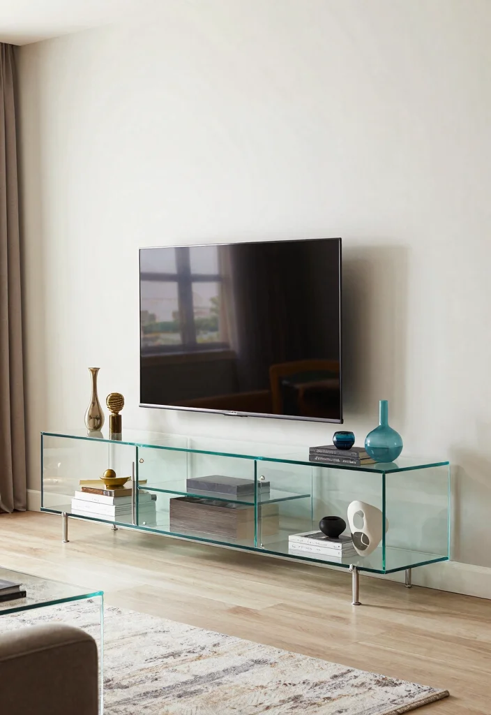 15 TV Unit With Storage 2026 Trending Ideas That Hide Clutter - 14. Sleek Glass Designs 1