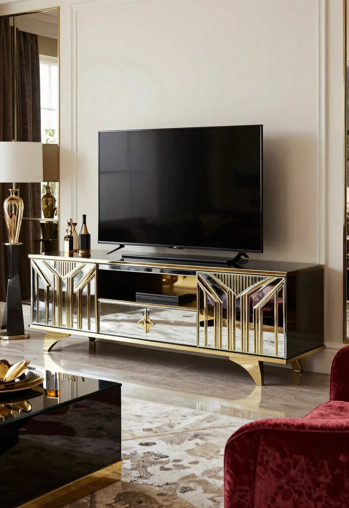 15 TV Unit With Storage 2026 Trending Ideas That Hide Clutter - 15. Art Deco Elegance 1