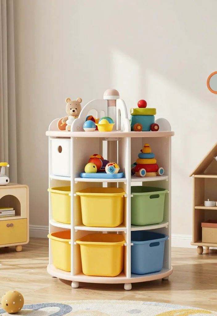 16 Bookshelf Toy Storage Ideas That Hide Clutter Stylishly 65 16 Bookshelf Toy Storage Ideas That Hide Clutter Stylishly - 15. Rotating Toy Storage 1