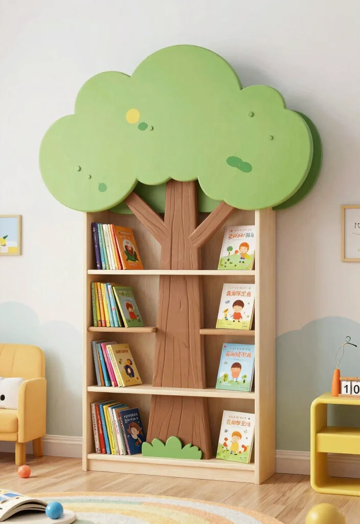 16 Bookshelf for Kids Room Ideas That Keep It Fun & Organized 53 16 Bookshelf for Kids Room Ideas That Keep It Fun & Organized - 13. Artistic Bookshelves as Wall Art 1