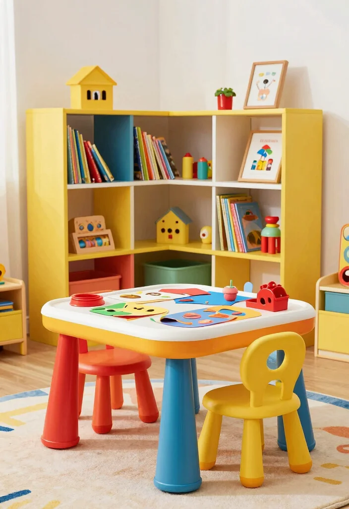 16 Bookshelf for Kids Room Ideas That Keep It Fun & Organized 55 16 Bookshelf for Kids Room Ideas That Keep It Fun & Organized - 15. Playtable with Built-in Bookshelves 1