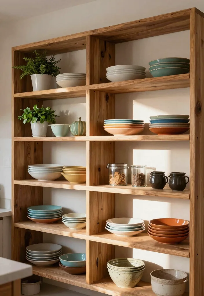 16 Crockery Unit Design 2026 Trending Ideas That Look Elegant - 2. Open Shelving with Natural Wood Finish 1