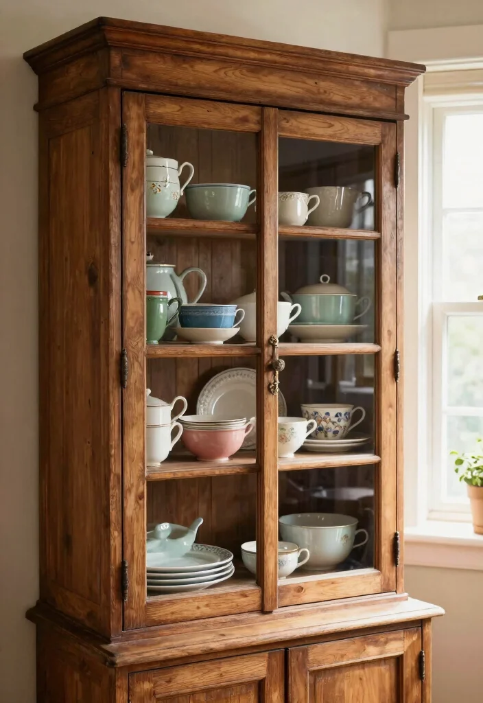 16 Crockery Unit Design 2026 Trending Ideas That Look Elegant - 5. Vintage-Inspired Display Cabinets 1