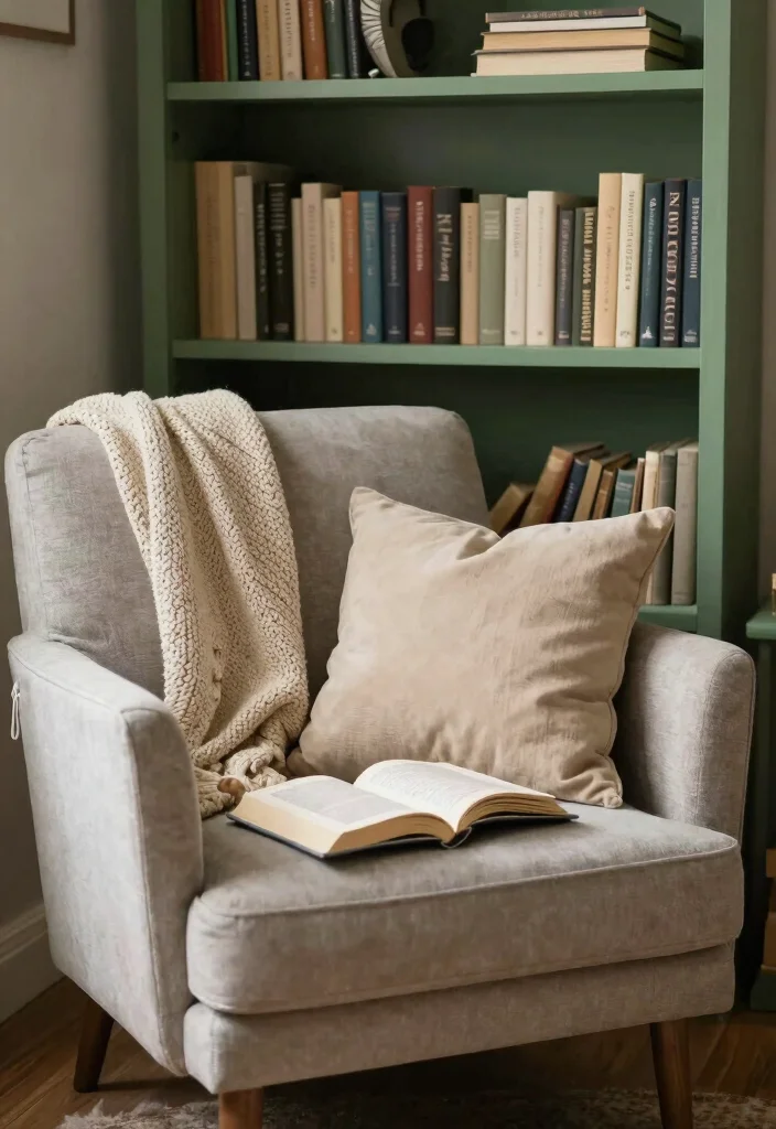 16 Green Bookshelf Aesthetic Ideas With Moody Vibes 40 16 Green Bookshelf Aesthetic Ideas With Moody Vibes - 10. Cozy Textiles 1