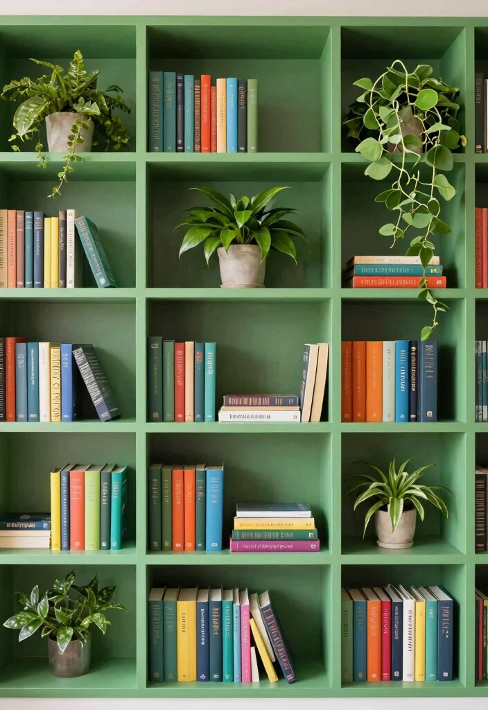 16 Green Bookshelf Aesthetic Ideas With Moody Vibes 42 16 Green Bookshelf Aesthetic Ideas With Moody Vibes - 12. Colorful Book Arrangements 1