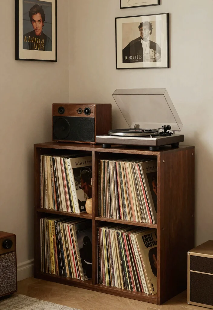 16 Kallax Shelving Unit Ideas That Maximize Storage 54 16 Kallax Shelving Unit Ideas That Maximize Storage - 14. Vintage Record Display 1