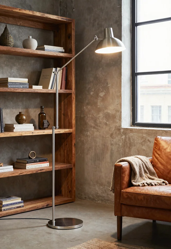 16 LED Floor Lamp Ideas With Modern Glow - 2. Industrial Chic 1