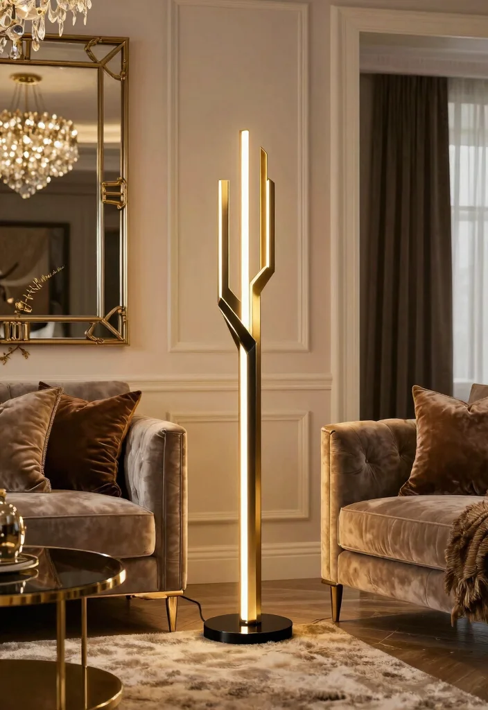 16 LED Floor Lamp Ideas With Modern Glow - 3. Art Deco Inspiration 1