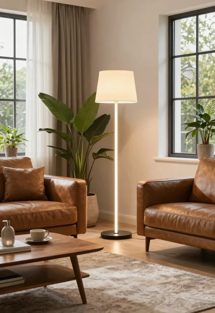 16 LED Floor Lamp Ideas With Modern Glow - 9. Pairing with Furniture 1
