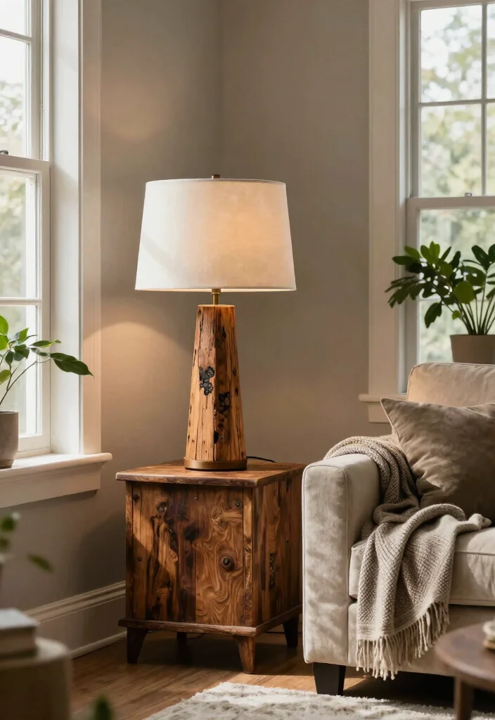 16 Modern Table Lamp Ideas That Elevate Any Room - 2. Reclaimed Wood Lamps 1