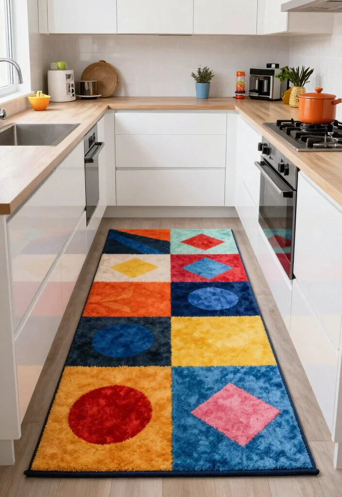 16 Rug Runner Kitchen Ideas That Blend Style & Function - 11. Color-Blocked Rugs for a Modern Twist 1