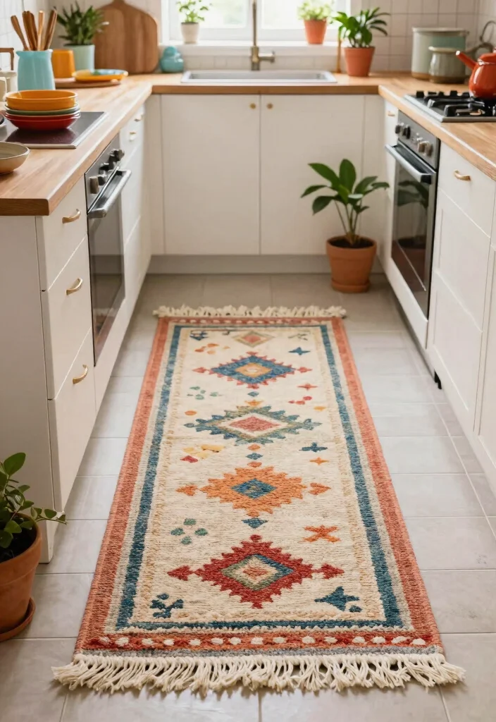 16 Rug Runner Kitchen Ideas That Blend Style & Function - 15. Fringed Edges for a Boho Vibe 1