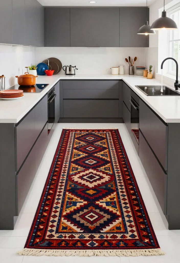 16 Rug Runner Kitchen Ideas That Blend Style & Function - 3. Bold Patterns for a Statement Piece 1