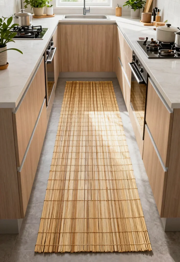 16 Rug Runner Kitchen Ideas That Blend Style & Function - 4. Eco-Friendly Bamboo Rugs 1