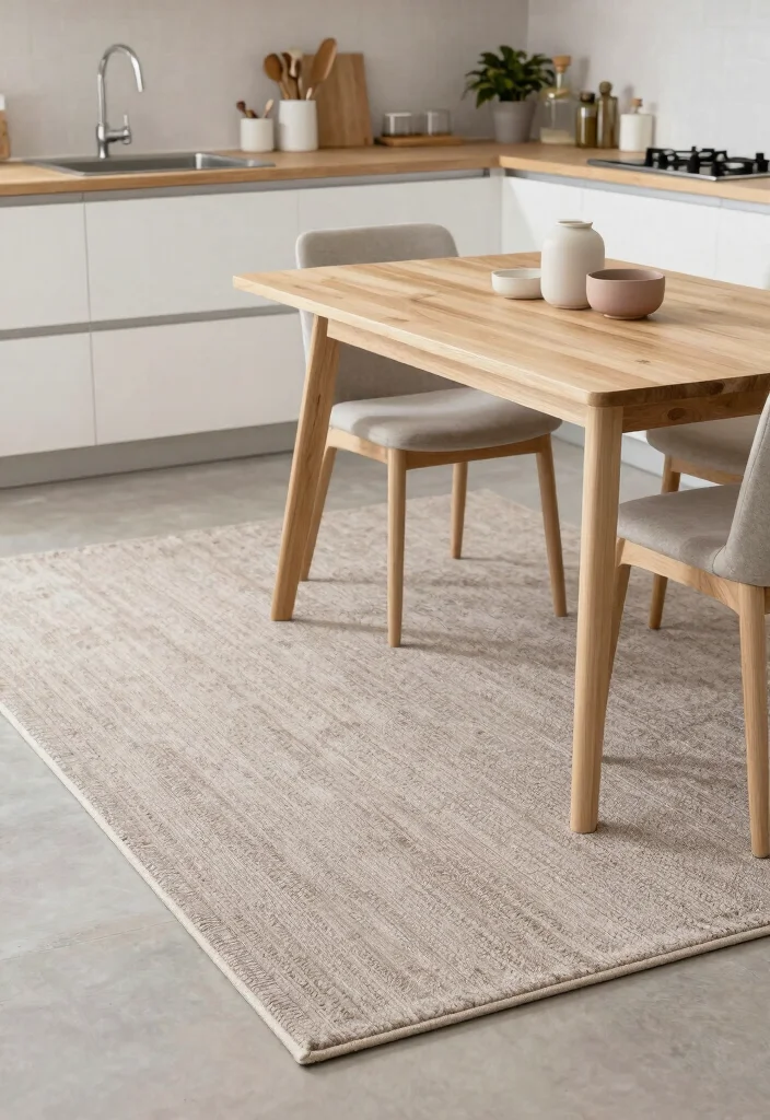 16 Rug Under Kitchen Table Ideas That Actually Work - 12. Neutral Rugs for a Balanced Look 1