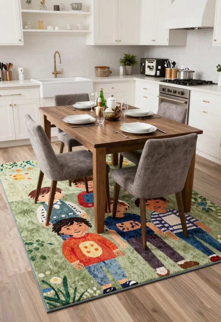 16 Rug Under Kitchen Table Ideas That Actually Work - 13. Personalized Custom Rugs for Unique Style 1