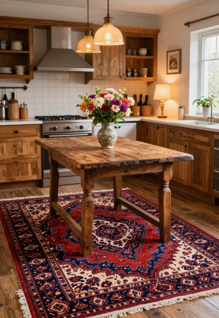 16 Rug Under Kitchen Table Ideas That Actually Work - 6. Vintage Persian Rugs for Timeless Charm 1