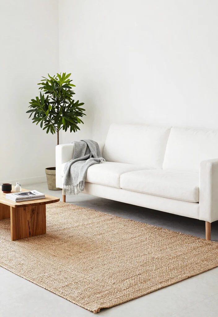 16 Sisal Rug Living Room Ideas With Natural Texture 1 16 Sisal Rug Living Room Ideas With Natural Texture - 1. Minimalist Bliss 1