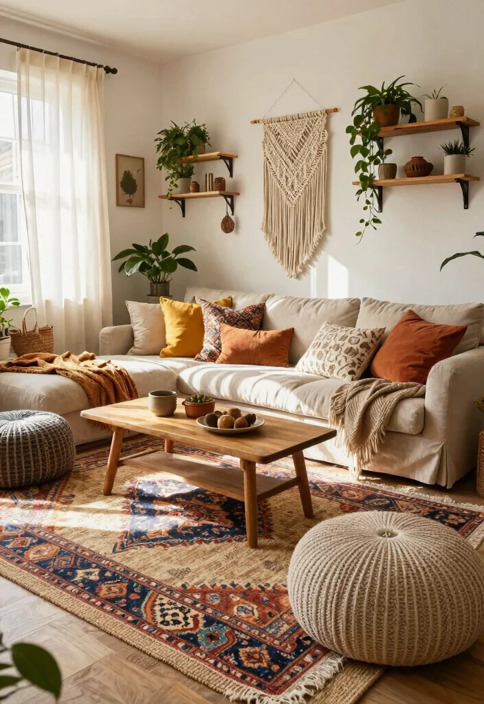 16 Sisal Rug Living Room Ideas With Natural Texture 12 16 Sisal Rug Living Room Ideas With Natural Texture - 2. Boho Chic 1