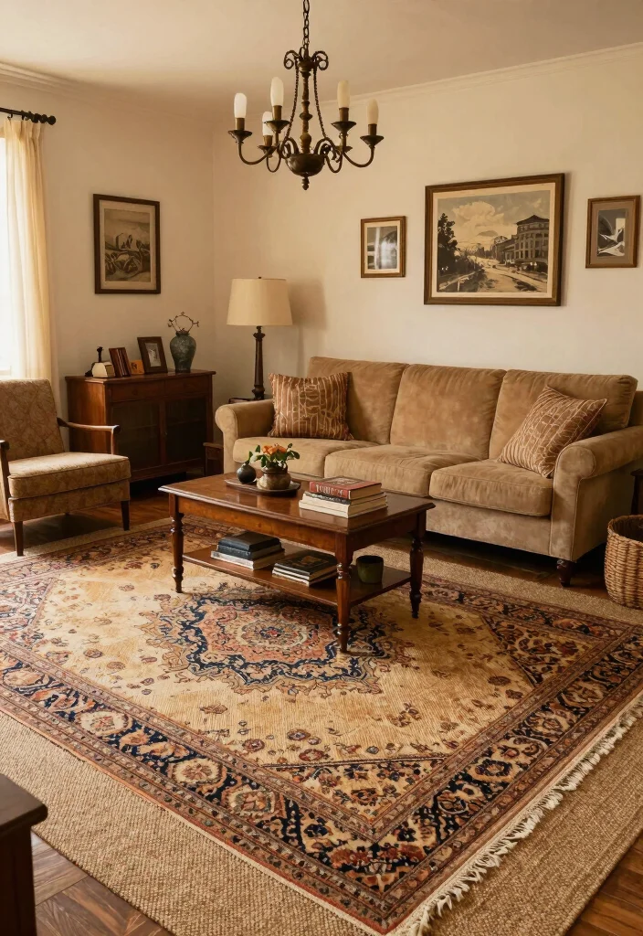 16 Sisal Rug Living Room Ideas With Natural Texture 49 16 Sisal Rug Living Room Ideas With Natural Texture - 9. Vintage Vibes 1