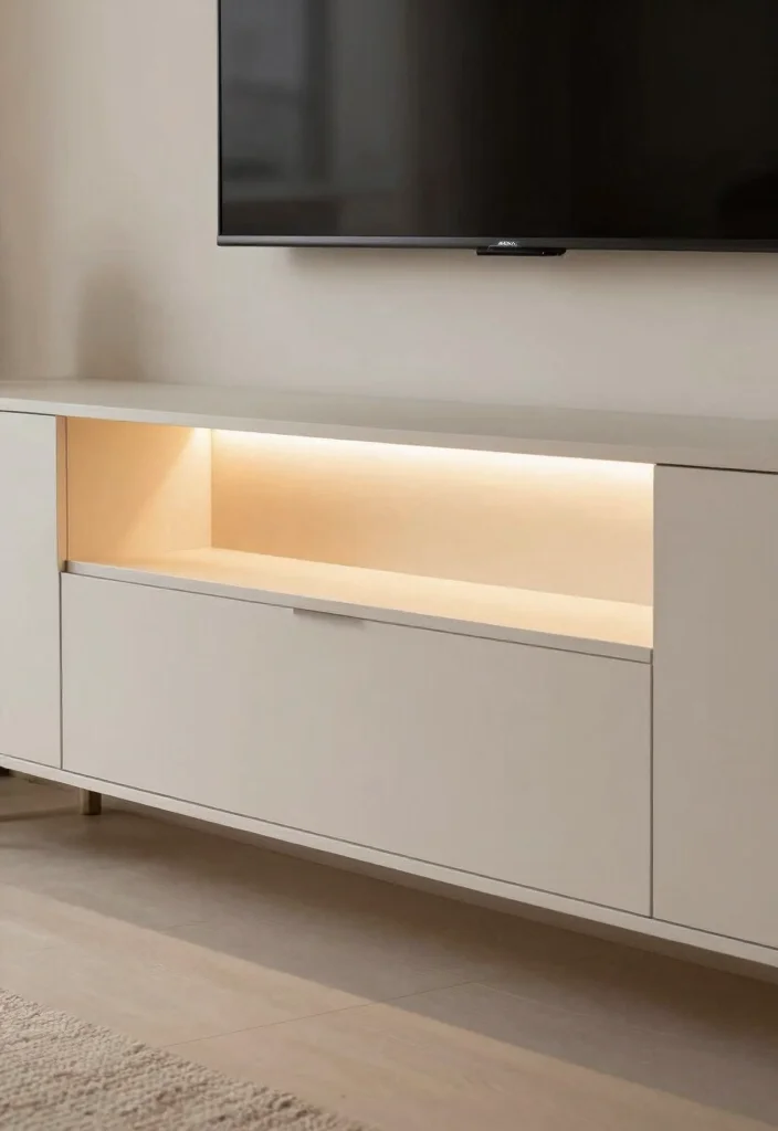 16 TV Unit Design for Living Room Ideas That Wow 30 16 TV Unit Design for Living Room Ideas That Wow - 10. Minimalist Media Cabinets with LED Lighting 1