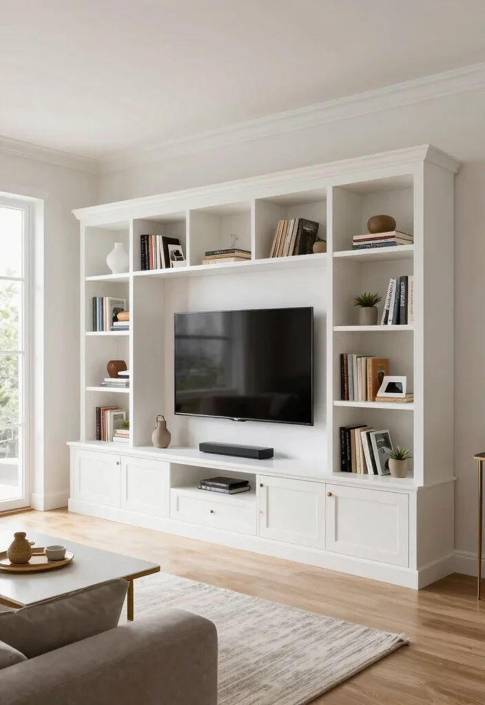 16 TV Unit White Ideas That Feel Clean & Bright - 13. Custom Built-Ins 1