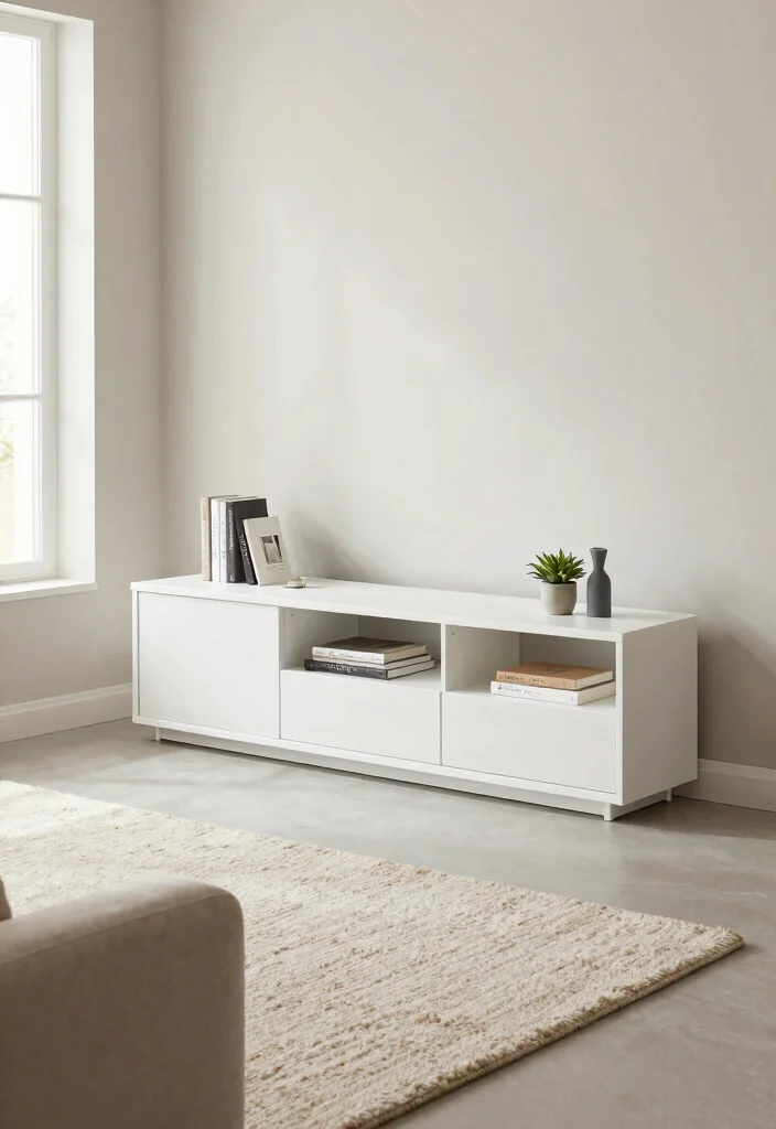 16 TV Unit White Ideas That Feel Clean & Bright - 2. Open Shelving Delight 1