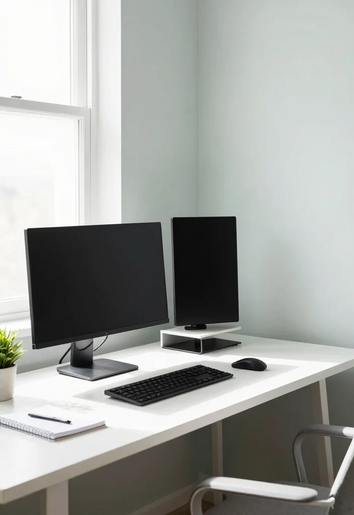 16 Two Monitors Desk Setup Ideas That Boost Workflow 1 16 Two Monitors Desk Setup Ideas That Boost Workflow - 1. Minimalist Dual Monitor Haven 1