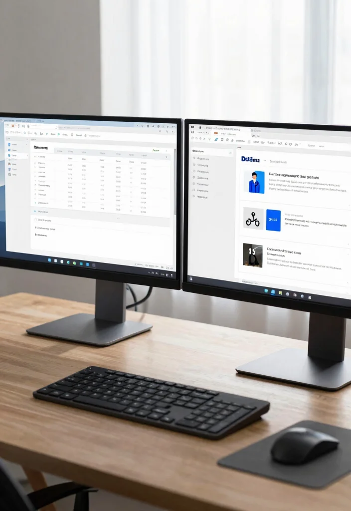 16 Two Monitors Desk Setup Ideas That Boost Workflow 66 16 Two Monitors Desk Setup Ideas That Boost Workflow - 16. Dual Monitor Efficiency Hacks 1