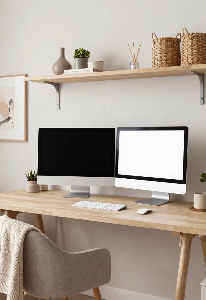 16 Two Monitors Desk Setup Ideas That Boost Workflow 27 16 Two Monitors Desk Setup Ideas That Boost Workflow - 7. Scandinavian Design Workspace 1