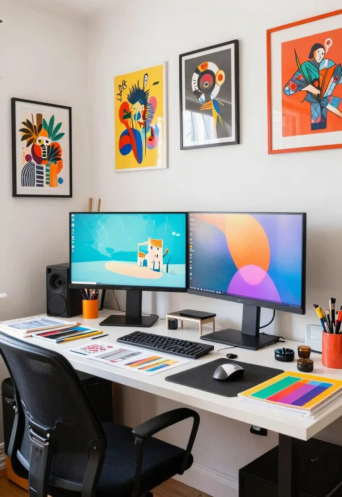 16 Two Monitors Desk Setup Ideas That Boost Workflow 39 16 Two Monitors Desk Setup Ideas That Boost Workflow - 9. Artistic Dual Monitor Setup 1