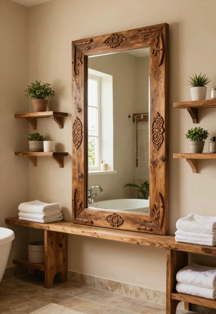 16 Wooden Mirror Bathroom Ideas With Warm Charm 1 16 Wooden Mirror Bathroom Ideas With Warm Charm - 1. Rustic Frame Magic 1