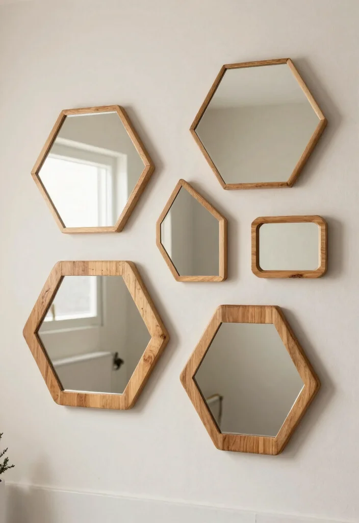 16 Wooden Mirror Bathroom Ideas With Warm Charm 51 16 Wooden Mirror Bathroom Ideas With Warm Charm - 11. Geometric Wooden Mirrors 1