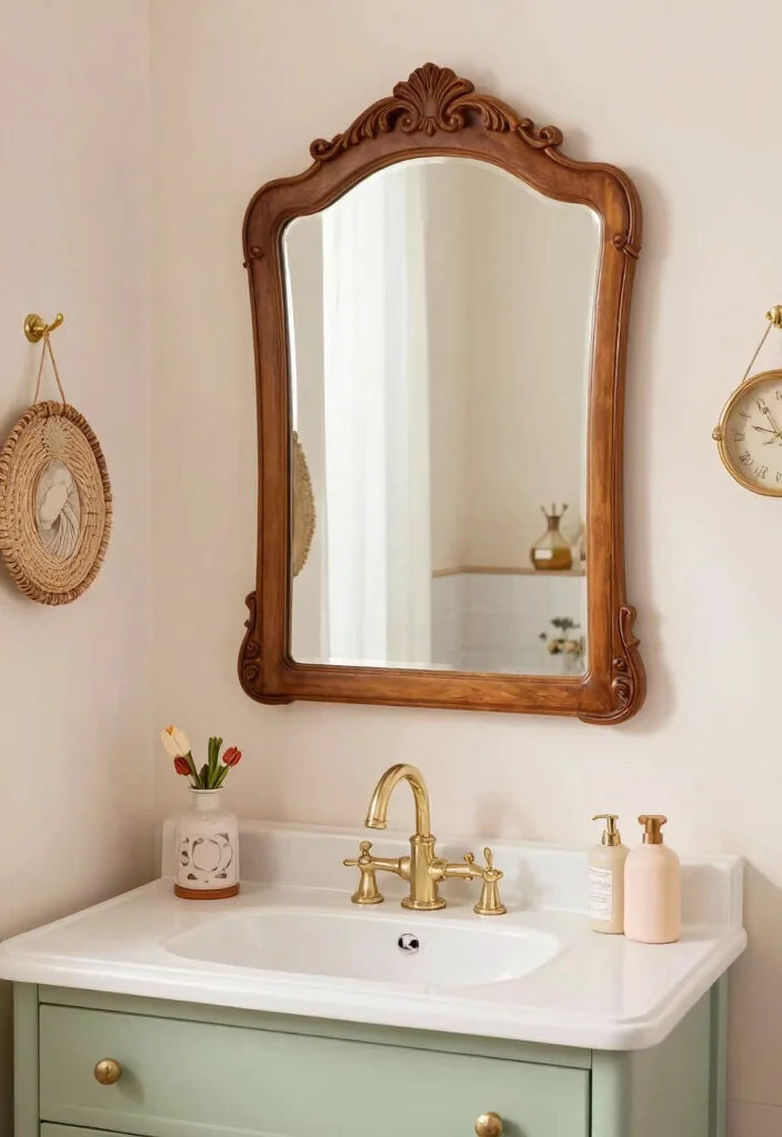 16 Wooden Mirror Bathroom Ideas With Warm Charm 53 16 Wooden Mirror Bathroom Ideas With Warm Charm - 13. Vintage-inspired Frames 1