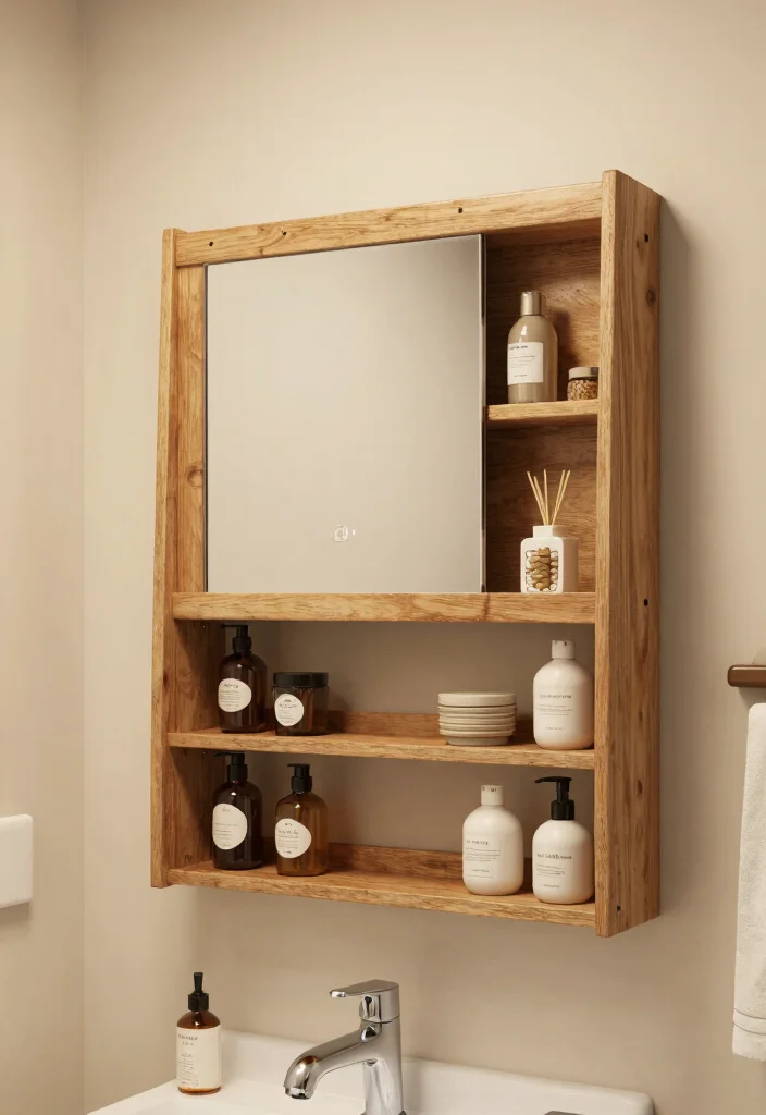 16 Wooden Mirror Bathroom Ideas With Warm Charm 55 16 Wooden Mirror Bathroom Ideas With Warm Charm - 15. Open Shelving and Mirrors 1