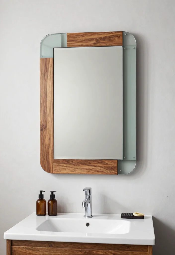 16 Wooden Mirror Bathroom Ideas With Warm Charm 56 16 Wooden Mirror Bathroom Ideas With Warm Charm - 16. Mixed Material Inspiration 1