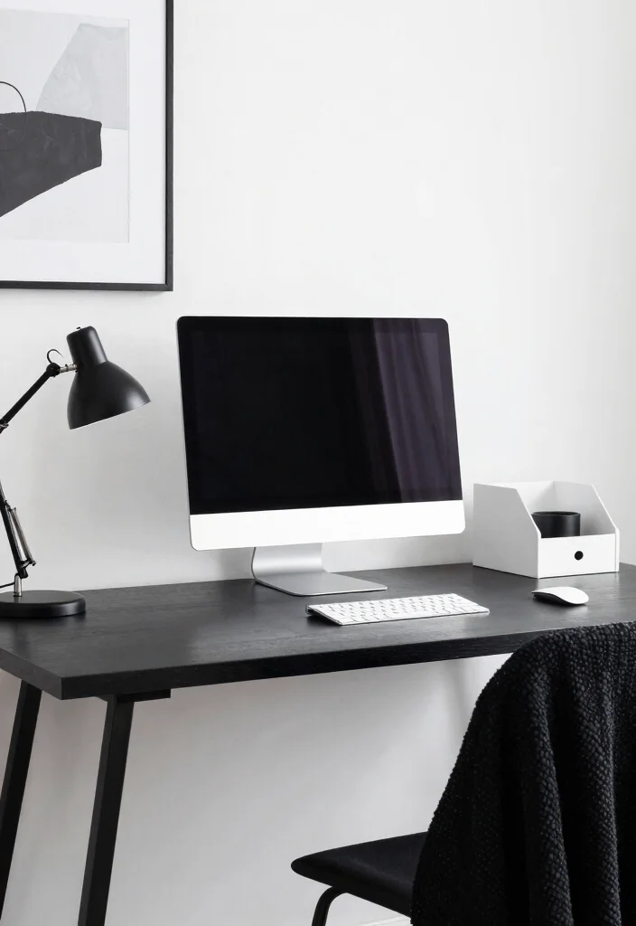 16 iMac Desk Setup Aesthetic Ideas That Feel Clean 1 16 iMac Desk Setup Aesthetic Ideas That Feel Clean - 1. Monochrome Minimalism 1