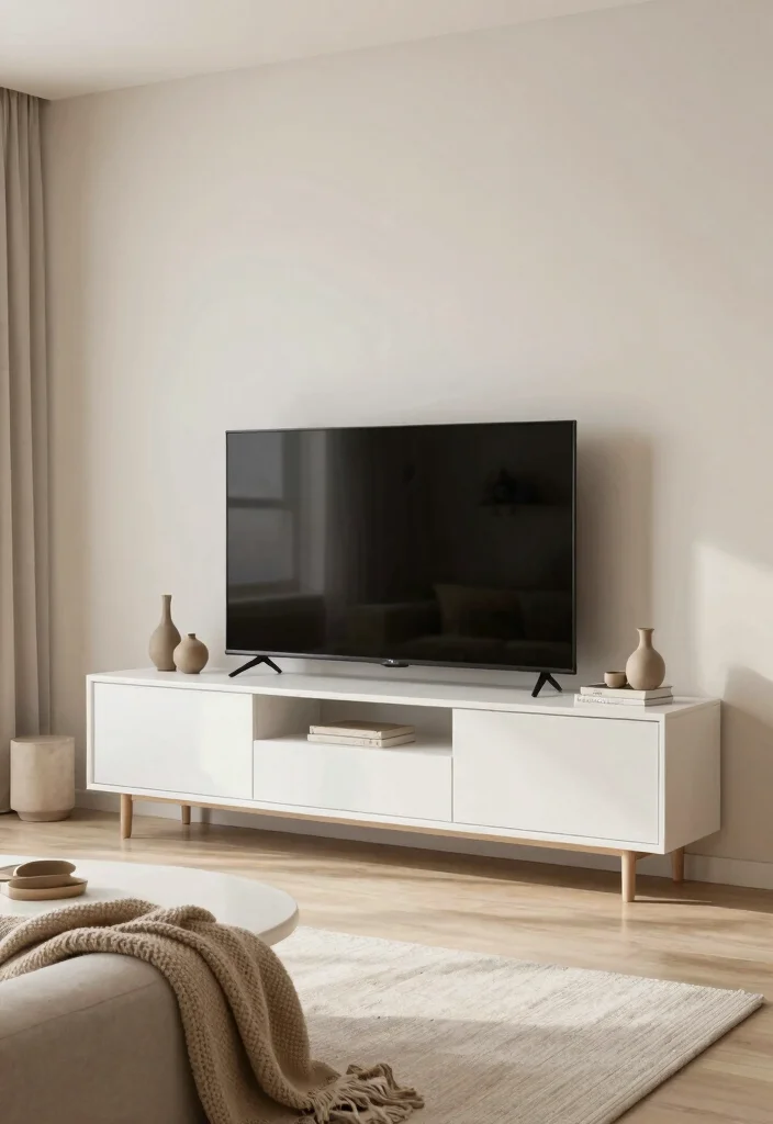 17 Boho TV Unit Ideas With Cozy Vibes - 8. Minimalist Boho Aesthetic 1