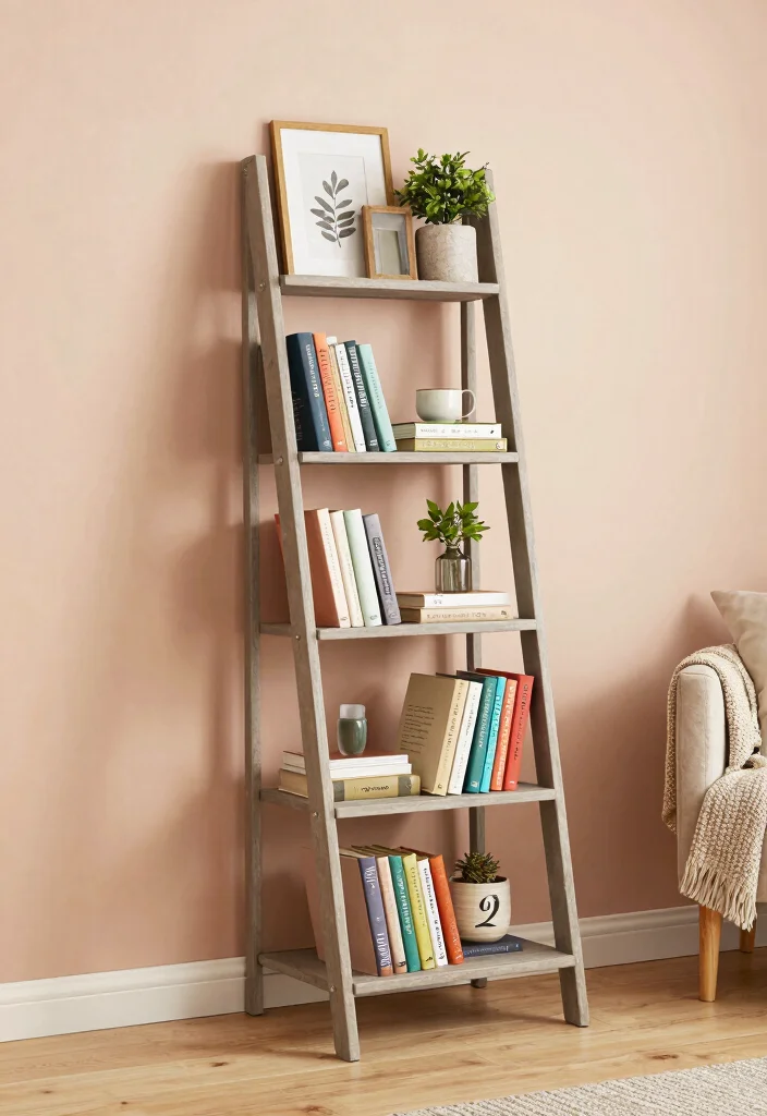 17 Bookshelf Inspiration Small Room Ideas That Feel Big 2 17 Bookshelf Inspiration Small Room Ideas That Feel Big - 2. Ladder Bookshelves for Unique Charm 1