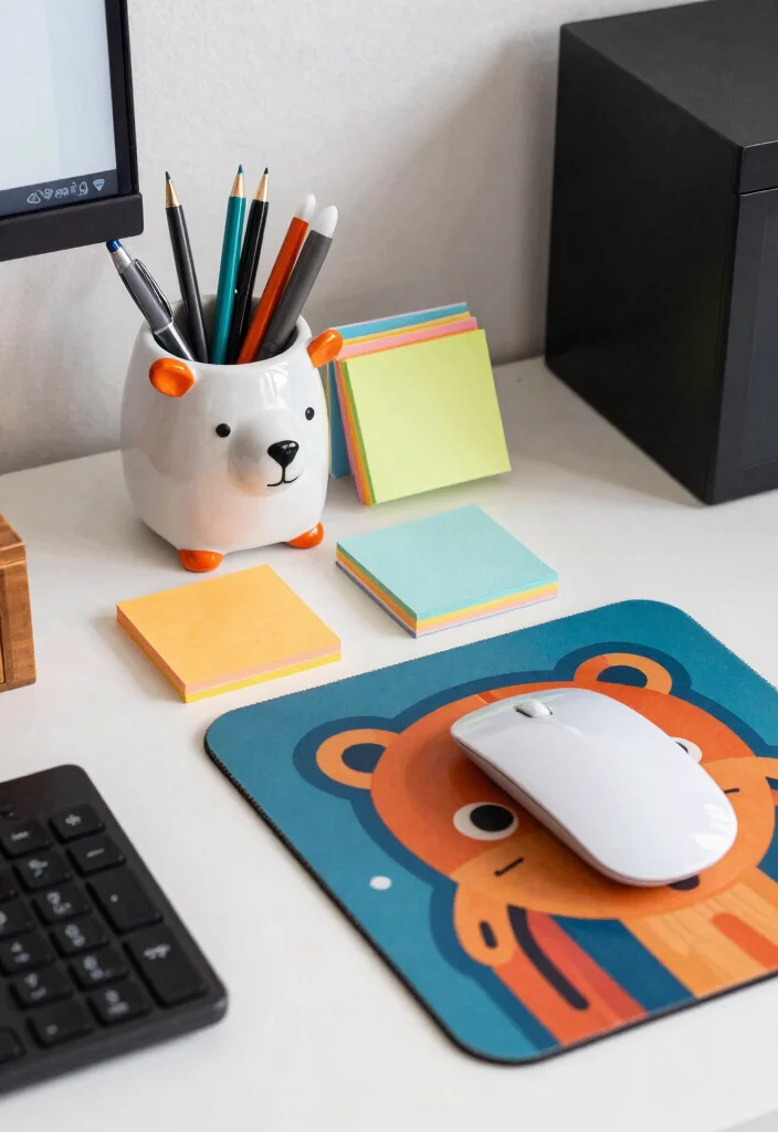 17 Corporate Desk Setup Ideas That Feel Sleek - 13. Creative Desk Accessories 1