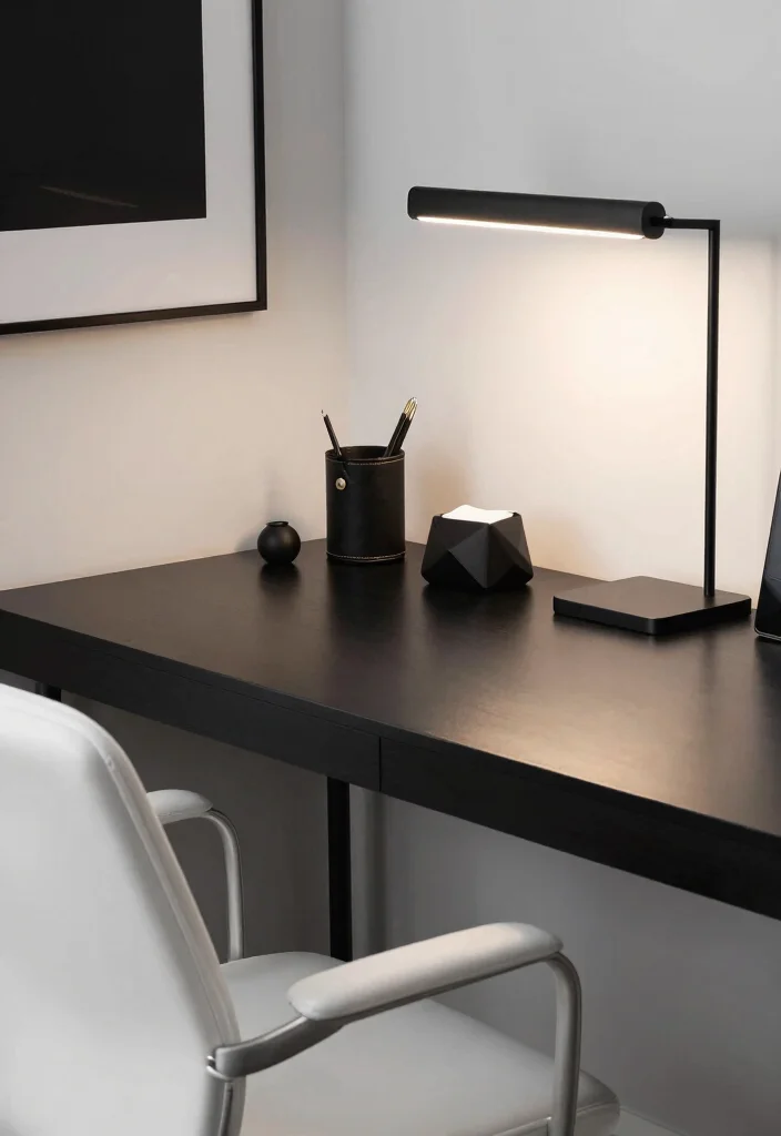 17 Corporate Desk Setup Ideas That Feel Sleek - 2. Monochrome Elegance 1