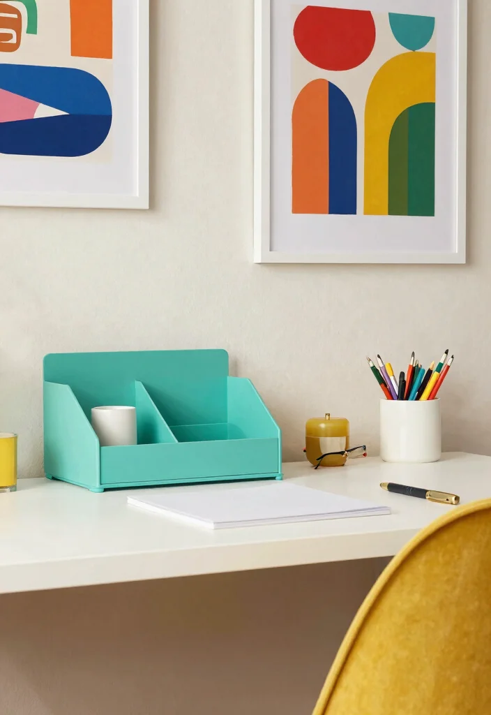 17 Corporate Desk Setup Ideas That Feel Sleek - 7. Color Accents 1