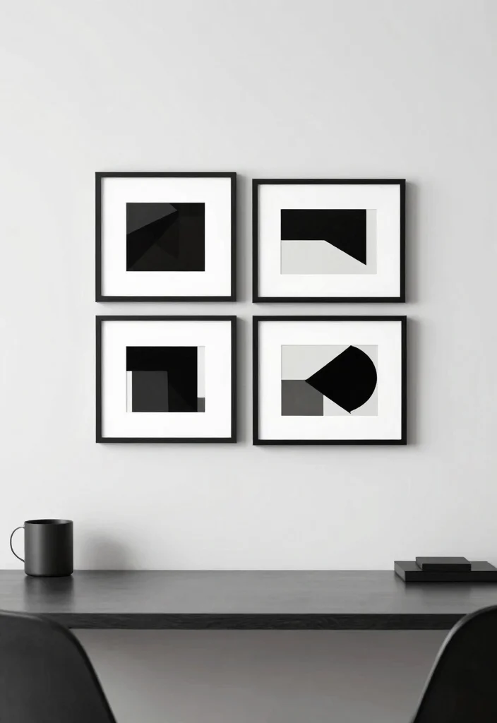 17 Corporate Desk Setup Ideas That Feel Sleek - 8. Minimalist Art Display 1