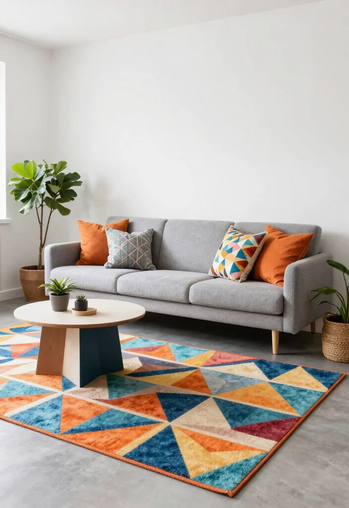 17 Geometric Rug Living Room Ideas That Pop 1 17 Geometric Rug Living Room Ideas That Pop - 1. Bold Triangle Statements 1
