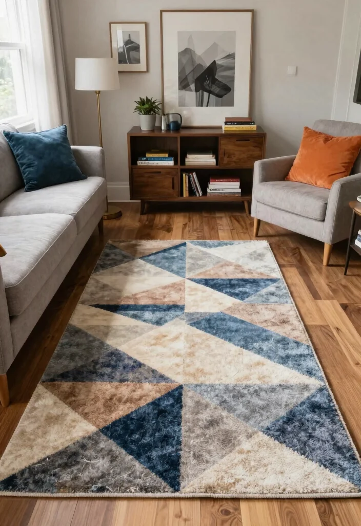 17 Geometric Rug Living Room Ideas That Pop 57 17 Geometric Rug Living Room Ideas That Pop - 17. Custom Creations 1