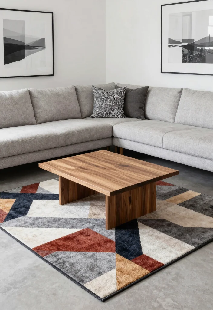 17 Geometric Rug Living Room Ideas That Pop 3 17 Geometric Rug Living Room Ideas That Pop - 3. Squares That Speak Simplicity 1