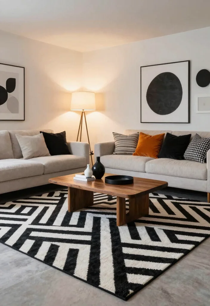 17 Geometric Rug Living Room Ideas That Pop 14 17 Geometric Rug Living Room Ideas That Pop - 4. Chevron Chic 1