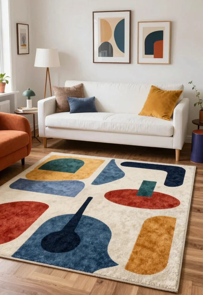 17 Geometric Rug Living Room Ideas That Pop 15 17 Geometric Rug Living Room Ideas That Pop - 5. Abstract Asymmetry 1