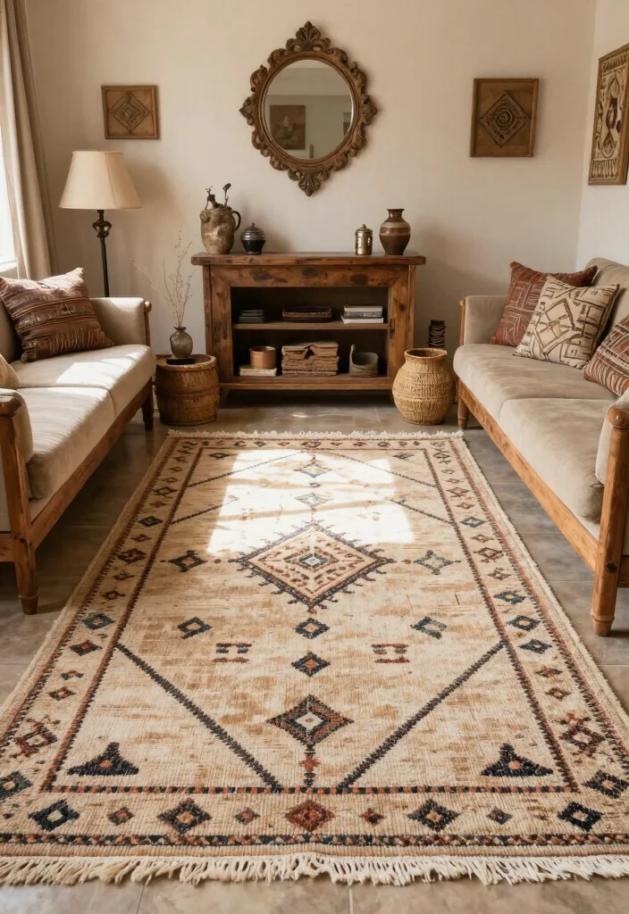 17 Geometric Rug Living Room Ideas That Pop 18 17 Geometric Rug Living Room Ideas That Pop - 8. Moroccan Magic 1