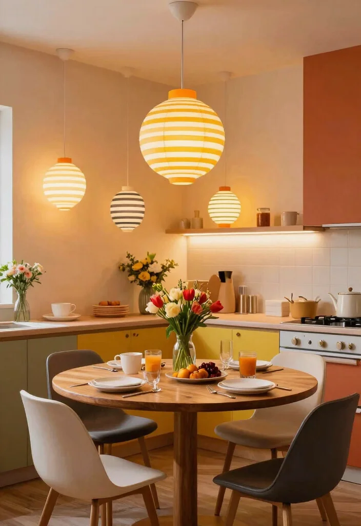 17 Kitchen Wall Lamp Ideas That Add Warm Lighting - 13. Striped or Patterned Wall Lights 1